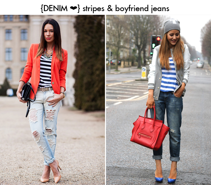 boyfriend jeans inspiration, striped blouse outfit, stripes inspiration