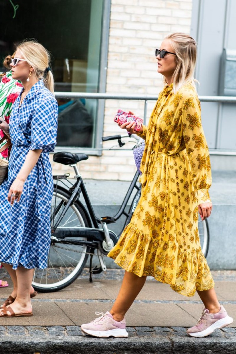 Peachy Prairie Dress and Sneakers.